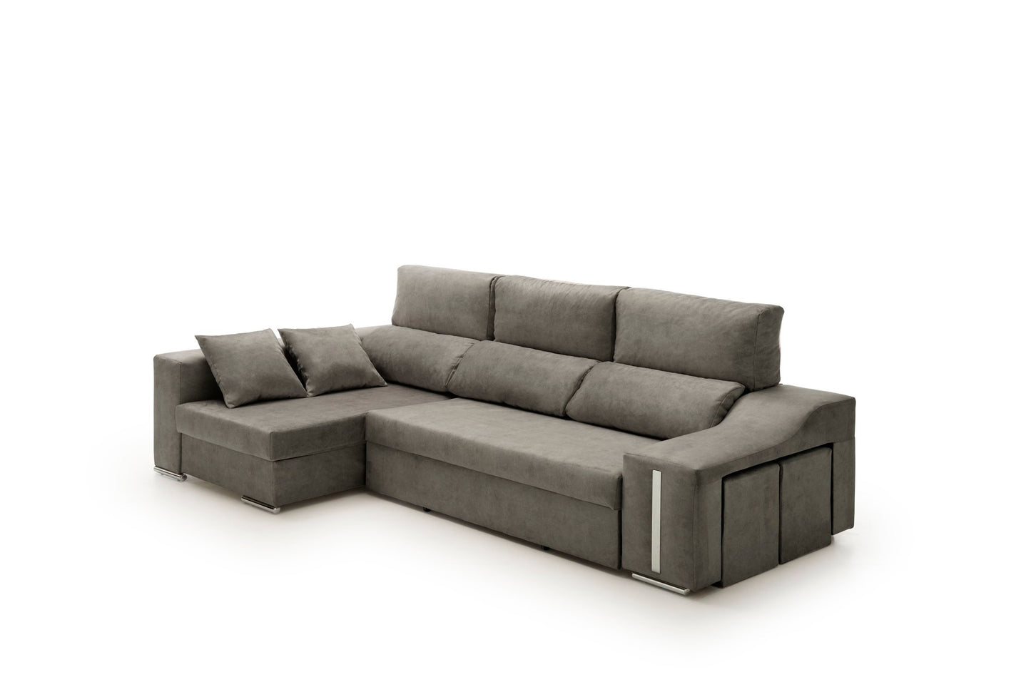 Sofa Chaise Longue Reclinable y Deslizante con Puffs Serena Alta Gama