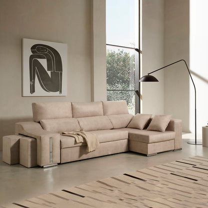 Sofa Chaise Longue Cama con Arcón y Puff Giuliana
