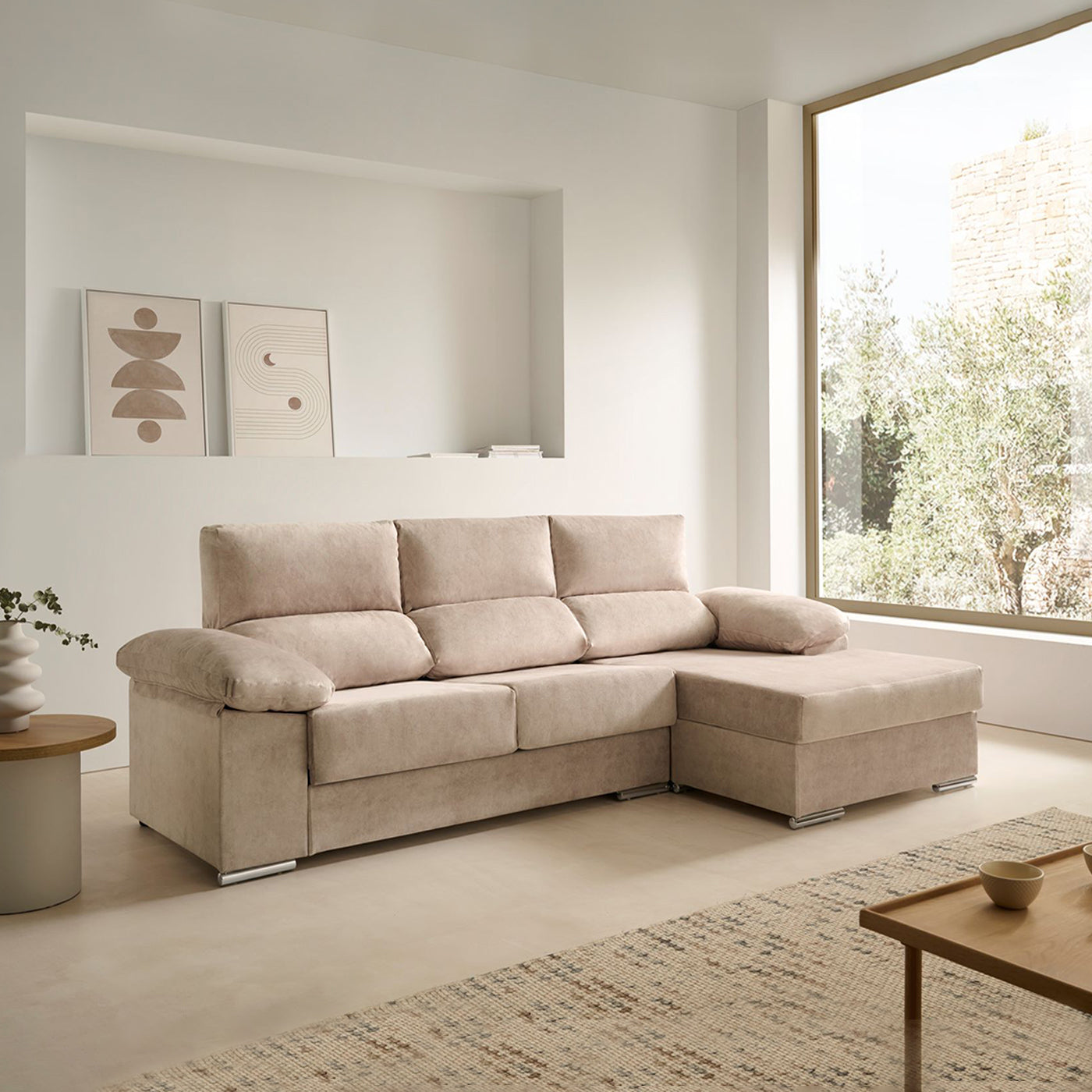 Sofa Chaise Longue Reclinable y Deslizante Melissa Alta Gama