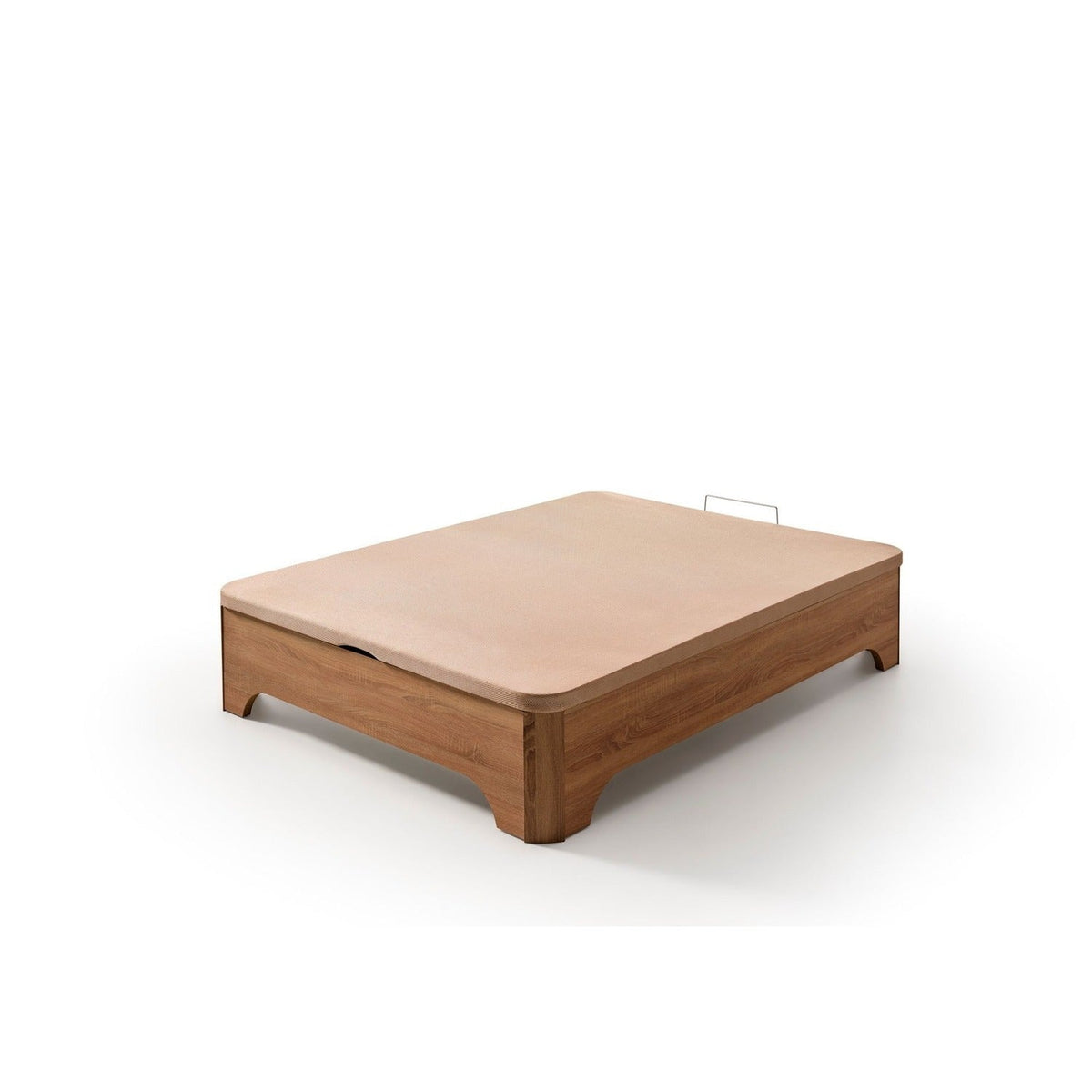 Canapé abatible de madera Milán color cerezo sobre fondo blanco cerrado