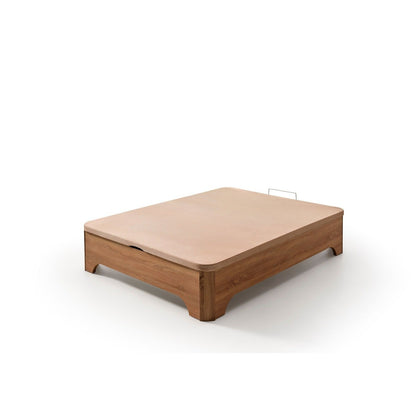 Canapé abatible de madera Milán color cerezo sobre fondo blanco cerrado