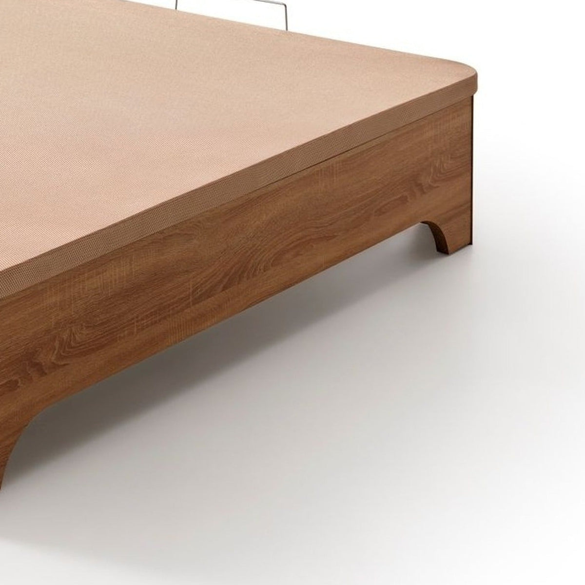 Canapé abatible de madera Milán color cerezo sobre fondo blanco