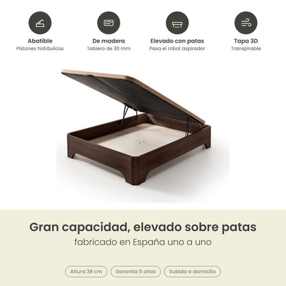 Canapé abatible de madera Milán color wengué – infografía de beneficios