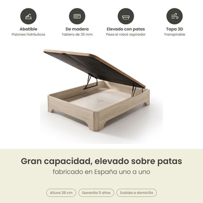 Canapé abatible de madera Milán color ártico – infografía de beneficios