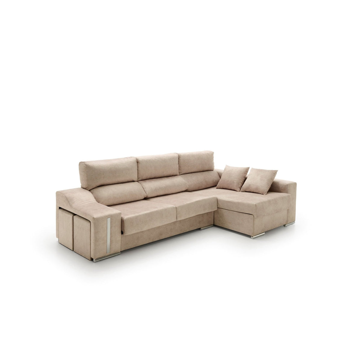 Sofá Chaise Longue Sorrento - Reclinable y Deslizante con Puffs - Arcón