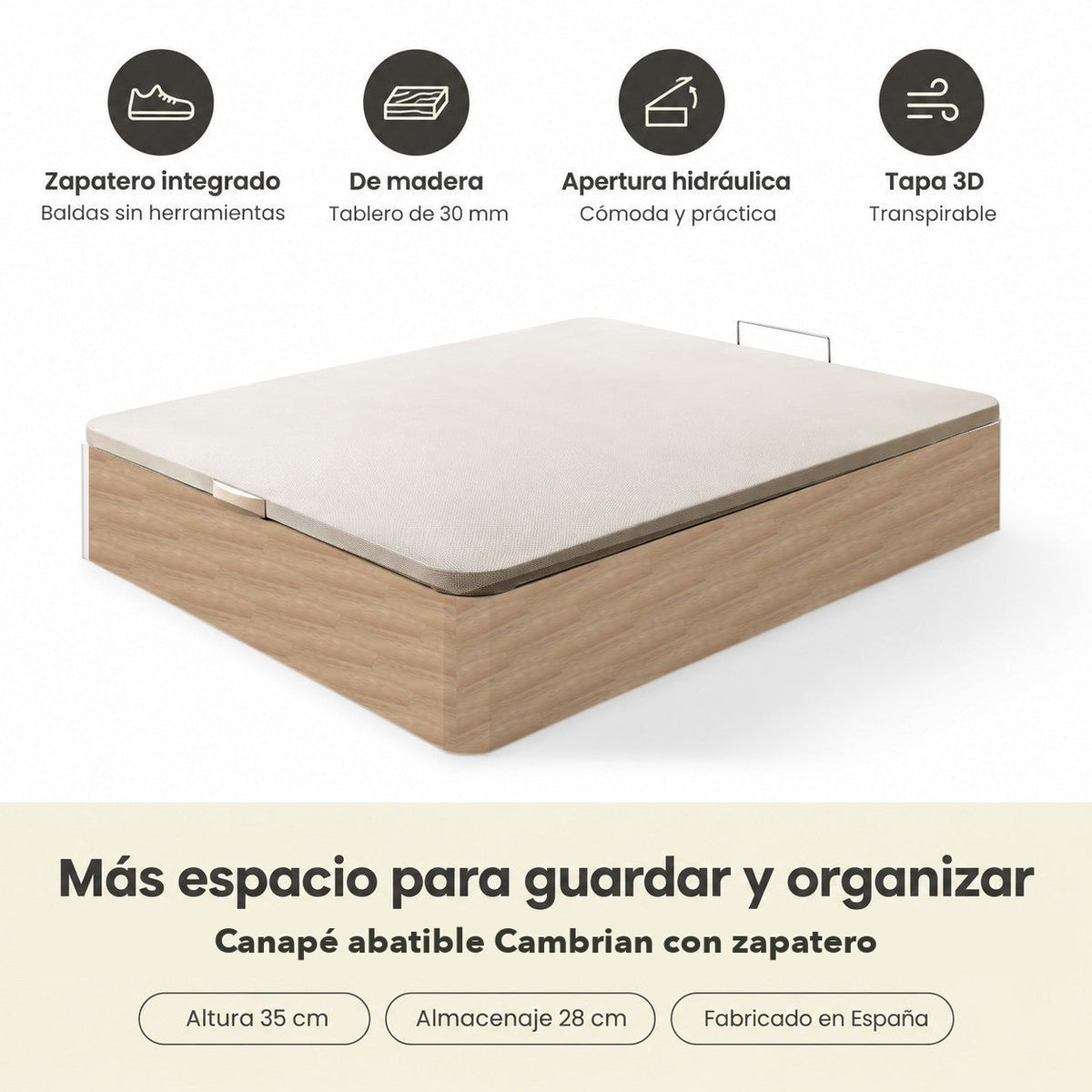 Canapé abatible de madera Nápoles color cambrian — imagen 6