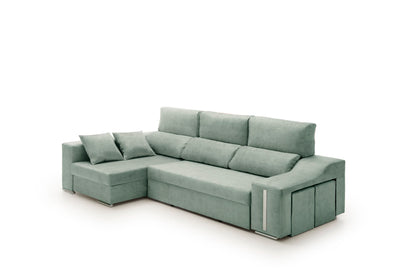 Sofa Chaise Longue Reclinable y Deslizante con Puffs Serena Alta Gama