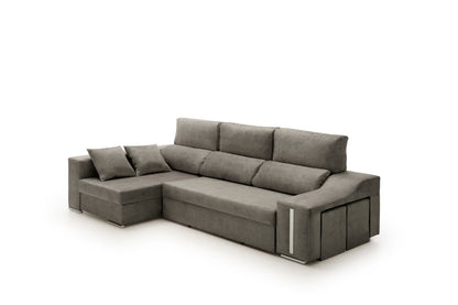 Sofa Chaise Longue Reclinable y Deslizante con Puffs Serena Alta Gama