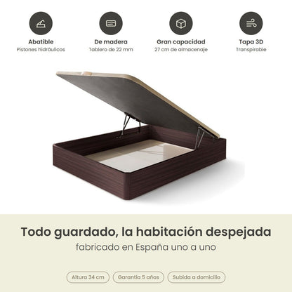 Canapé abatible de madera Toscana color wengué – infografía de beneficios