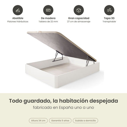 Canapé abatible de madera Toscana color blanco – infografía de beneficios