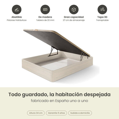 Canapé abatible de madera Toscana color ártico – infografía de beneficios
