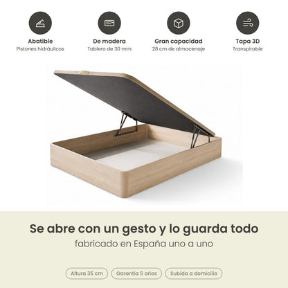 Canapé abatible de madera Turín color cambrian – infografía de beneficios
