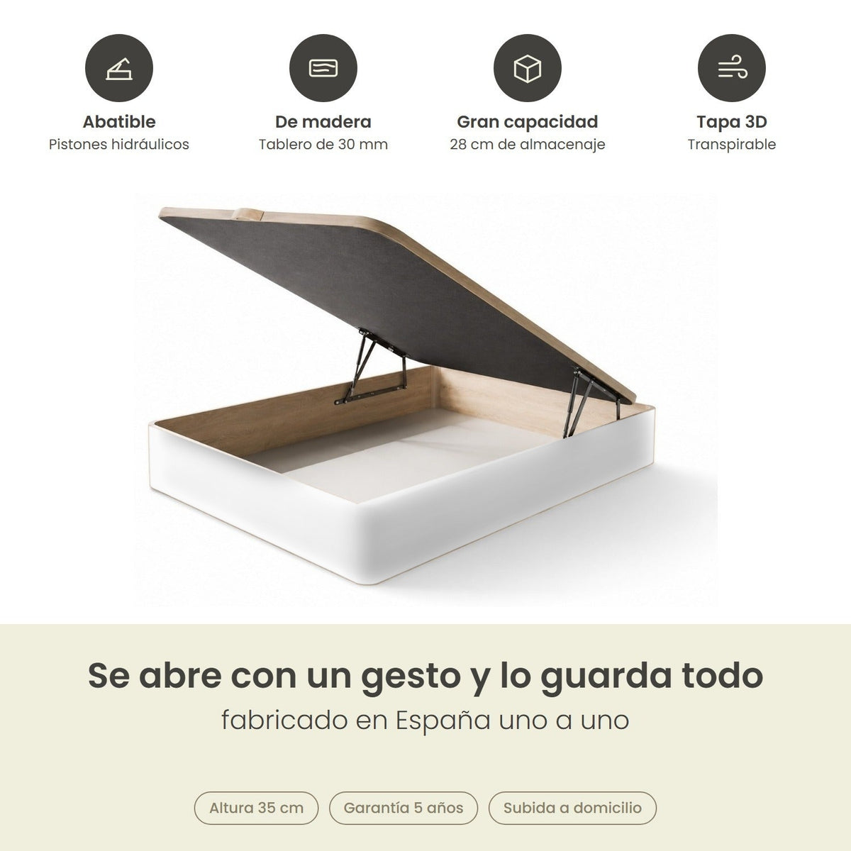 Canapé abatible de madera Turín color blanco — imagen 6