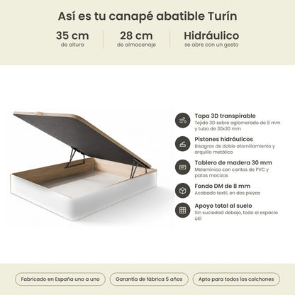 Canapé abatible de madera Turín color blanco — imagen 7