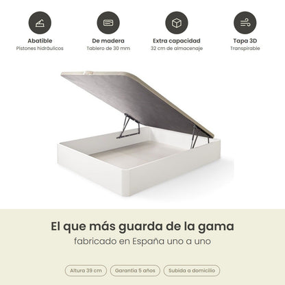 Canapé abatible de madera Venecia XL color blanco – infografía de beneficios