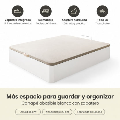 Canapé abatible de madera Nápoles color blanco — imagen 6